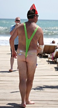 Man in a mankini on a stag do