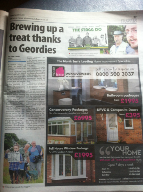 Sunday Sun newspaper article on The Stagg Do